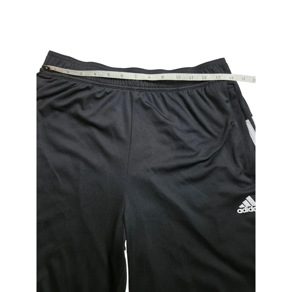 Adidas Mens Soccer Shorts Black White 3-Stripe Athletic Training Pockets Size M
